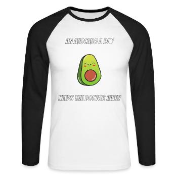 An Avocado a Day Keeps The Doctor Away Vegan - Unisex Long Sleeve Baseball T-Shirt - white/black - Front - Nik (191cm)