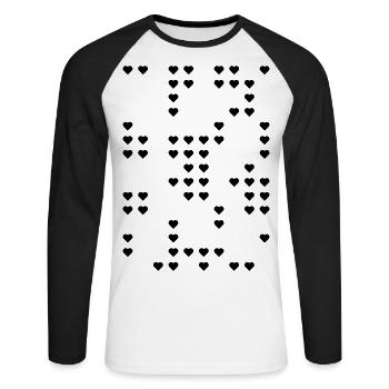 Puzzle Coeur Neige Cadeau - T-shirt baseball manches longues Homme - blanc/noir - Devant - Nik (191cm)