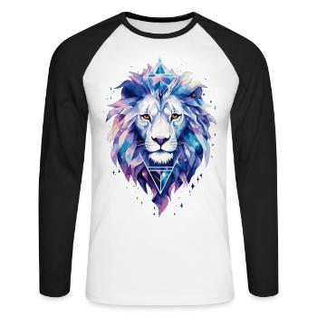 Lion Lion Head Cosmic Galaxy Universe Art - Unisex Long Sleeve Baseball T-Shirt - white/black - Front - Nik (191cm)