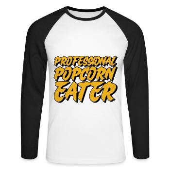 Mangeur de pop-corn professionnel - T-shirt baseball manches longues Homme - blanc/noir - Devant - Nik (191cm)
