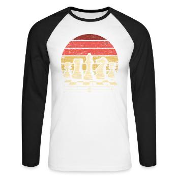 Échecs rétro - T-shirt baseball manches longues Homme - blanc/noir - Devant - Nik (191cm)