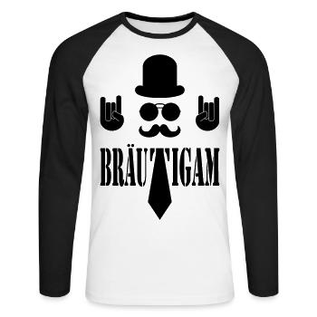 Der Bräutigam - Unisex Baseballshirt langarm - Weiß/Schwarz - Vorne - Nik (191cm)