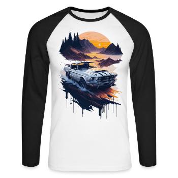 Klassischer Sportwagen - Unisex Baseballshirt langarm - Weiß/Schwarz - Vorne - Nik (191cm)
