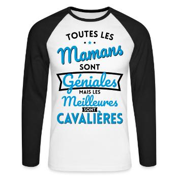 Mamans géniales les meilleures sont Cavalières - T-shirt baseball manches longues Homme - blanc/noir - Devant - Nik (191cm)