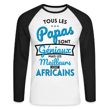 Papas géniaux mais les meilleurs sont Africains - T-shirt baseball manches longues Homme - blanc/noir - Devant - Nik (191cm)