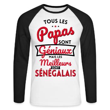 Papas géniaux mais les meilleurs sont Sénégalais - T-shirt baseball manches longues Homme - blanc/noir - Devant - Nik (191cm)