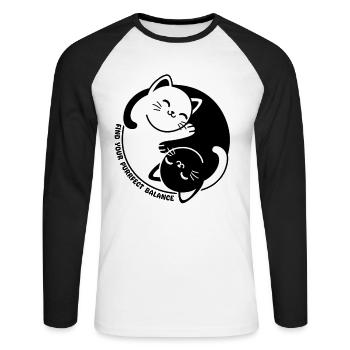 Finden Sie Ihre perfekte Balance - Unisex Baseballshirt langarm - Weiß/Schwarz - Vorne - Nik (191cm)