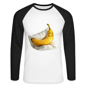 Banane - Unisex Baseballshirt langarm - Weiß/Schwarz - Vorne - Nik (191cm)