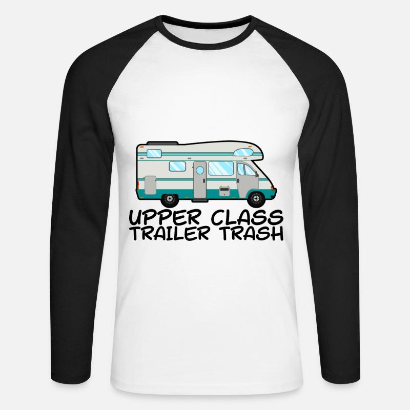 Upper Class Trailer Trash 2 - Unisex Baseballshirt langarm - Weiß/Schwarz