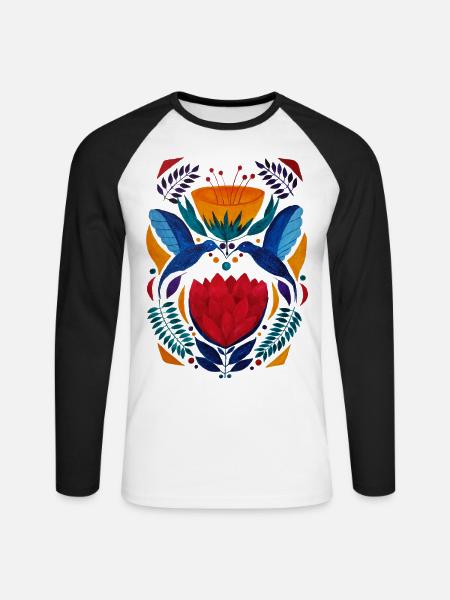 Liebhaber | ethnisches buntes Design - Unisex Baseballshirt langarm - Weiß/Schwarz