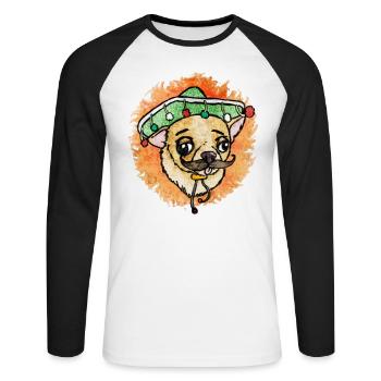 mexico dog with beard and cap - Unisex Long Sleeve Baseball T-Shirt - white/black - Front - Nik (191cm)