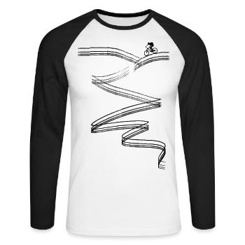 Mountain bike mountain biking - Unisex Long Sleeve Baseball T-Shirt - white/black - Front - Nik (191cm)