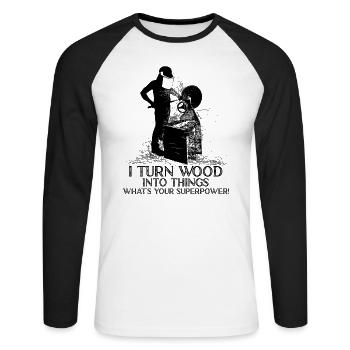Tourneurs Drechselbank Drechsel - T-shirt baseball manches longues Homme - blanc/noir - Devant - Nik (191cm)
