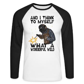Schweißer Schweißen Schweißerhelm Metaller - Unisex Baseballshirt langarm - Weiß/Schwarz - Vorne - Nik (191cm)