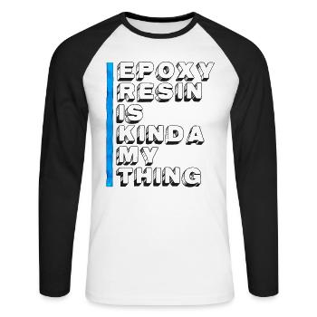 Epoxy Resin Whisperer River Table Art - T-shirt baseball manches longues Homme - blanc/noir - Devant - Nik (191cm)