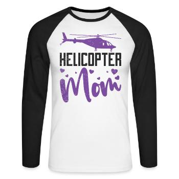 Helikopter Mama Kinder Mutter Eltern - Unisex Baseballshirt langarm - Weiß/Schwarz - Vorne - Nik (191cm)