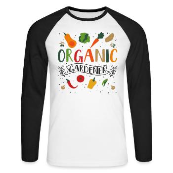 Gärtner Gemüse Gärtnern Bio Gartenbau Bauer - Unisex Baseballshirt langarm - Weiß/Schwarz - Vorne - Nik (191cm)