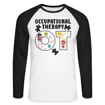 Ergothérapeute Ergothérapeute - T-shirt baseball manches longues Homme - blanc/noir - Devant - Nik (191cm)