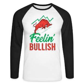 Bourse Actions Trading Stock Exchange Stock Trading - T-shirt baseball manches longues Homme - blanc/noir - Devant - Nik (191cm)