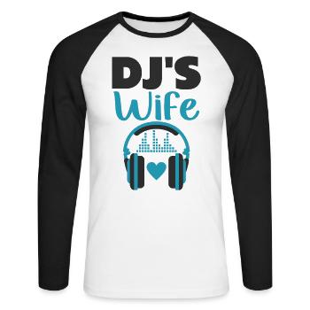 DJ's Wife Disc Jockey Girlfriend Music Headphones - Unisex Long Sleeve Baseball T-Shirt - white/black - Front - Nik (191cm)