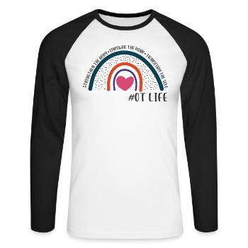 Ergotherapeutin Ergo Ergotherapeut Therapeut - Unisex Baseballshirt langarm - Weiß/Schwarz - Vorne - Nik (191cm)