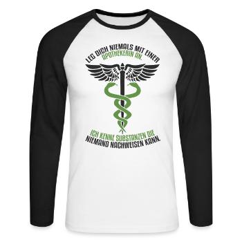 Apothekerin Apotheke Pharmazie Pharmazeutin Pharma - Unisex Baseballshirt langarm - Weiß/Schwarz - Vorne - Nik (191cm)