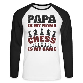 Chess Lovers Board Games Dad Chess Players - Unisex Long Sleeve Baseball T-Shirt - white/black - Front - Nik (191cm)