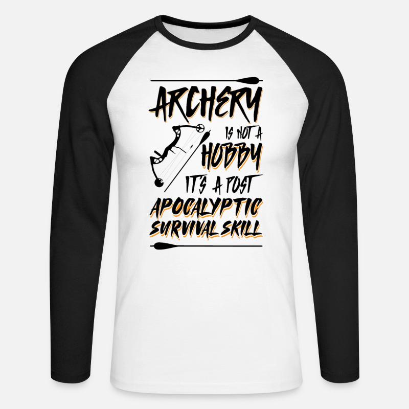 Bogenschießen Bogenschütze Jagd Jagdbogen - Unisex Baseballshirt langarm - Weiß/Schwarz