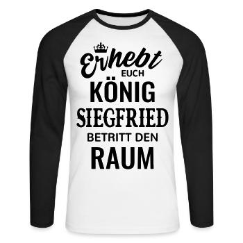Name Siegfried König Geschenkidee Geburtstag lusti - Unisex Baseballshirt langarm - Weiß/Schwarz - Vorne - Nik (191cm)