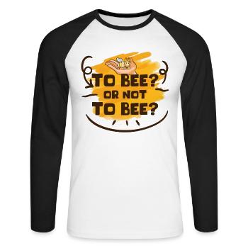 Trop d’abeille? Ou pas pour être abeille? Poésie apiculteur - T-shirt baseball manches longues Homme - blanc/noir - Devant - Nik (191cm)