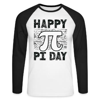 Mathématicien Professeur de mathématiques Pi-Tag - T-shirt baseball manches longues Homme - blanc/noir - Devant - Nik (191cm)