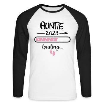 Auntie 2023 Loading Schwangerschaft Geburt Familie - Unisex Baseballshirt langarm - Weiß/Schwarz - Vorne - Nik (191cm)