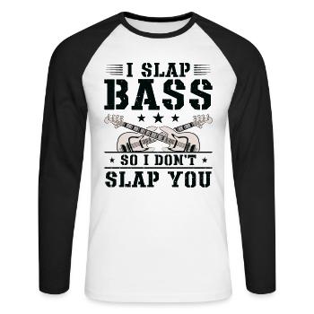 Bassist Slapping Bass Guitar Musician - Unisex Long Sleeve Baseball T-Shirt - white/black - Front - Nik (191cm)