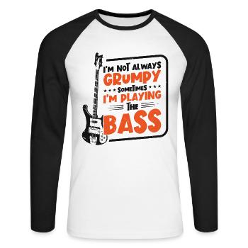 Le bassiste grincheux joue de la basse guitare musique basse basse - T-shirt baseball manches longues Homme - blanc/noir - Devant - Nik (191cm)