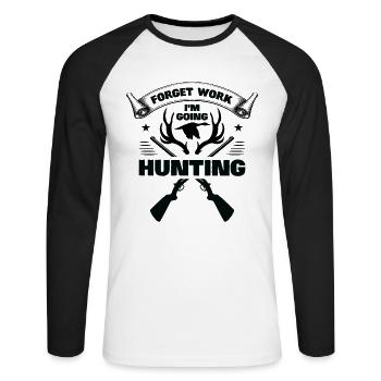 Jäger Schießen Wildtiere Jagd - Unisex Baseballshirt langarm - Weiß/Schwarz - Vorne - Nik (191cm)
