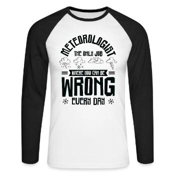 Meteorology Meteorologist Weatherman Forecasting - Unisex Long Sleeve Baseball T-Shirt - white/black - Front - Nik (191cm)