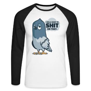 Pigeon Pooping Comics Bird Fan Faune - T-shirt baseball manches longues Homme - blanc/noir - Devant - Nik (191cm)