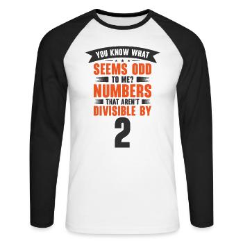 Math Odd Numbers Mathematician Whole Number - Unisex Long Sleeve Baseball T-Shirt - white/black - Front - Nik (191cm)