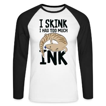 Herpétologie Lézard scinque à langue bleue Faune - T-shirt baseball manches longues Homme - blanc/noir - Devant - Nik (191cm)