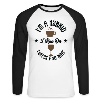 Coffee Wine Hybrid Alcohol Coffee Addict - Unisex Long Sleeve Baseball T-Shirt - white/black - Front - Nik (191cm)