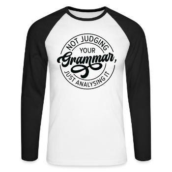 Étudiant professeur de police de grammaire anglaise - T-shirt baseball manches longues Homme - blanc/noir - Devant - Nik (191cm)