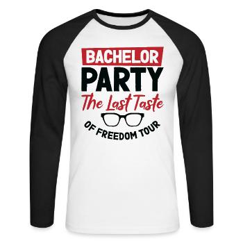 Bachelor Liquor Freedom Tour Bachelor Party - Unisex Long Sleeve Baseball T-Shirt - white/black - Front - Nik (191cm)