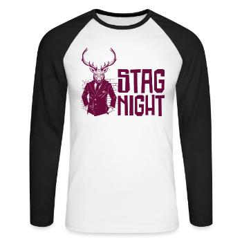 Bachelor Stag Night Drinking Celebration - Unisex Long Sleeve Baseball T-Shirt - white/black - Front - Nik (191cm)
