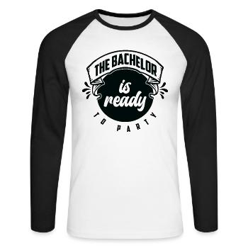 Bachelor Drinking Liquor Bachelor Party Groom - Unisex Long Sleeve Baseball T-Shirt - white/black - Front - Nik (191cm)