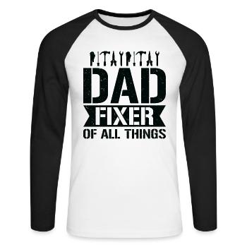 Dad Carpenter Woodworker Woodworking - Unisex Long Sleeve Baseball T-Shirt - white/black - Front - Nik (191cm)
