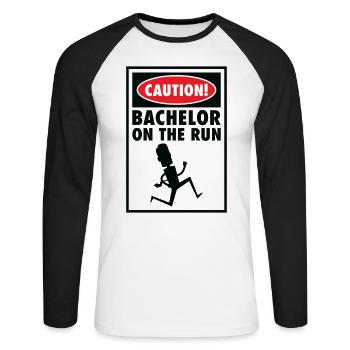 Bachelor Caution Bräutigam Heiraten Hochzeitstag - Unisex Baseballshirt langarm - Weiß/Schwarz - Vorne - Nik (191cm)