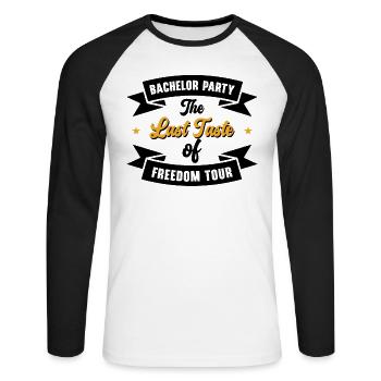 Bachelor Liquor Freedom Tour Bachelor Party - Unisex Long Sleeve Baseball T-Shirt - white/black - Front - Nik (191cm)