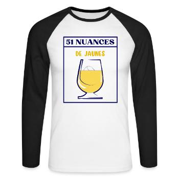 APERO - 51 NUANCES DE JAUNES - BOisson du SUd - T-shirt baseball manches longues Homme - blanc/noir - Devant - Nik (191cm)