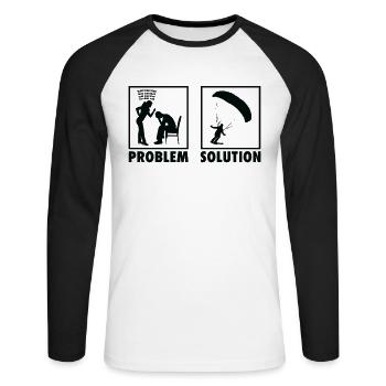 Parachutisme Parachutisme Skydiver Statement Problem - T-shirt baseball manches longues Homme - blanc/noir - Devant - Nik (191cm)