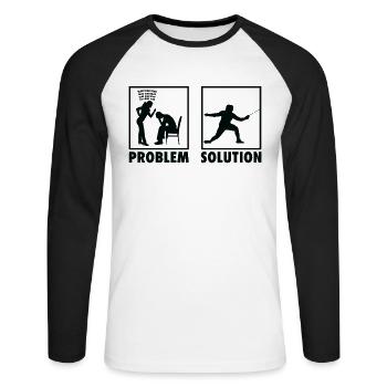 Fencing Fencer Statement Problem Solution. - Unisex Baseballshirt langarm - Weiß/Schwarz - Vorne - Nik (191cm)